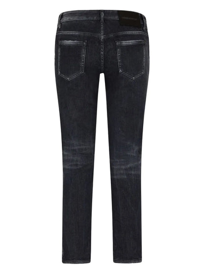 Distressed Slim-Cut Jeans
