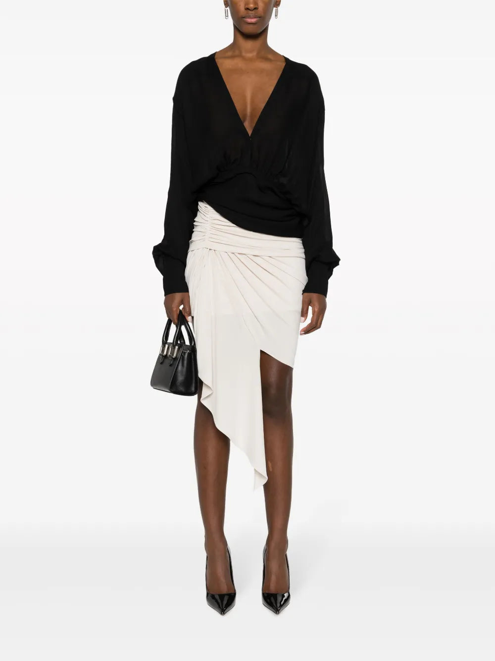 V-Neck Gathered Blouse
