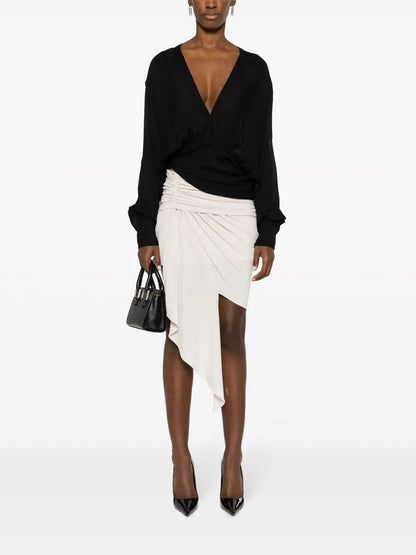 V-Neck Gathered Blouse