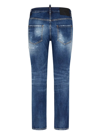Boston Logo-Patch Cropped Jeans