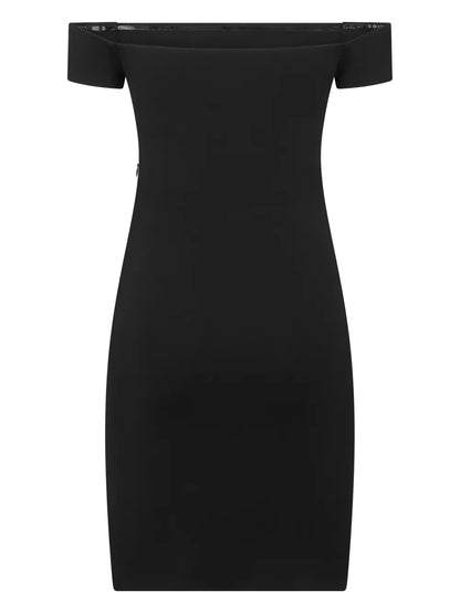 Cut-Out Bardot-Neck Minidress