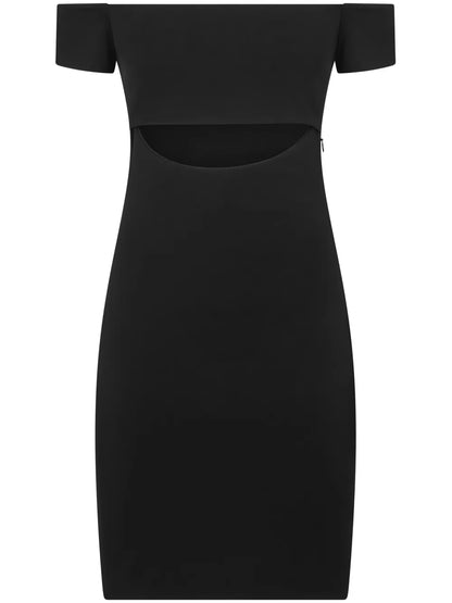 Cut-Out Bardot-Neck Minidress
