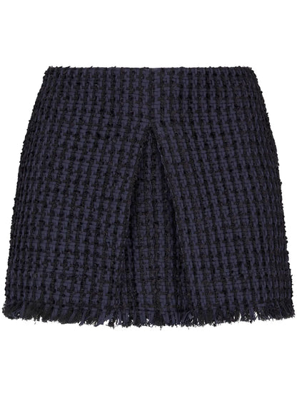 Tweed Frayed-Hem Miniskirt