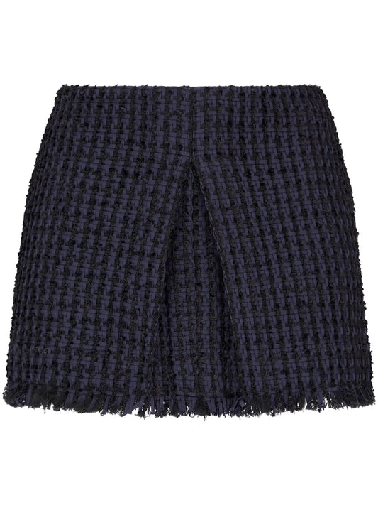 Tweed Frayed-Hem Miniskirt