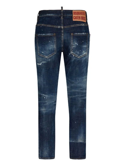Logo-Patch Cotton-Blend Tapered Jeans