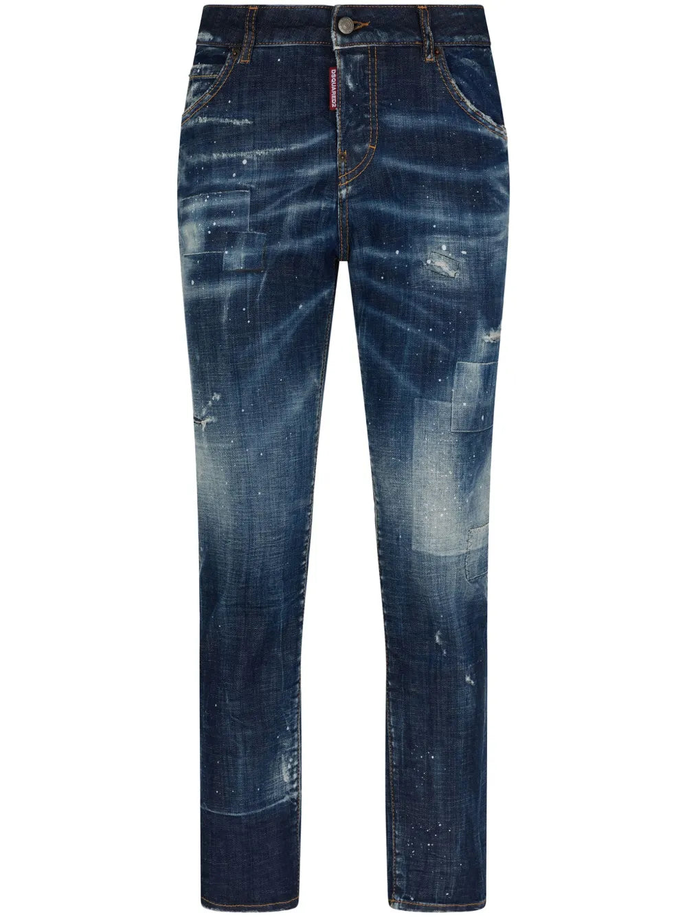 Logo-Patch Cotton-Blend Tapered Jeans