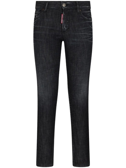 Logo-Patch Cotton-Blend Tapered Jeans