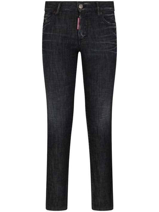 Logo-Patch Cotton-Blend Tapered Jeans
