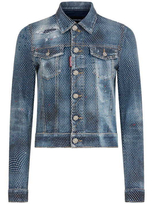Crystal-Embellished Denim Jacket