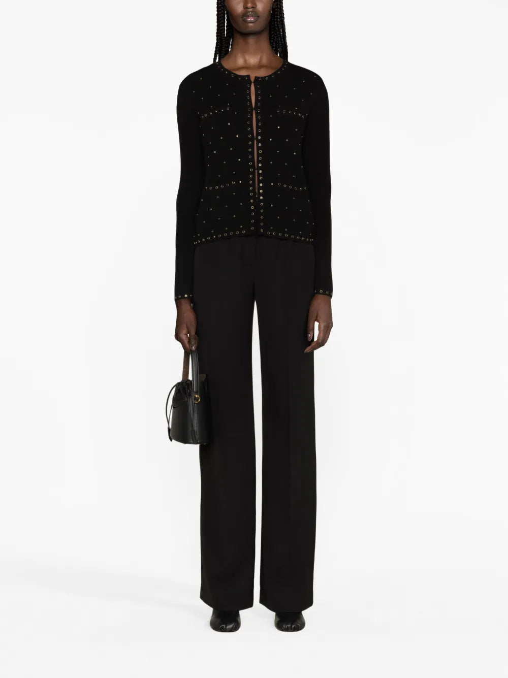 Eyelet-Embellished Cardigan