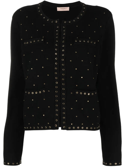 Eyelet-Embellished Cardigan