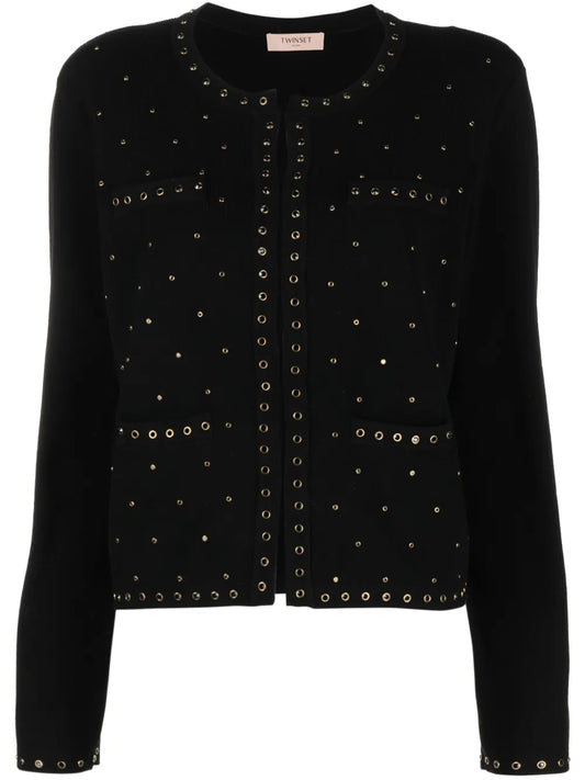 Eyelet-Embellished Cardigan