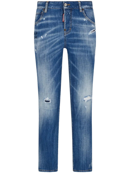 Ripped Straight-Leg Jeans