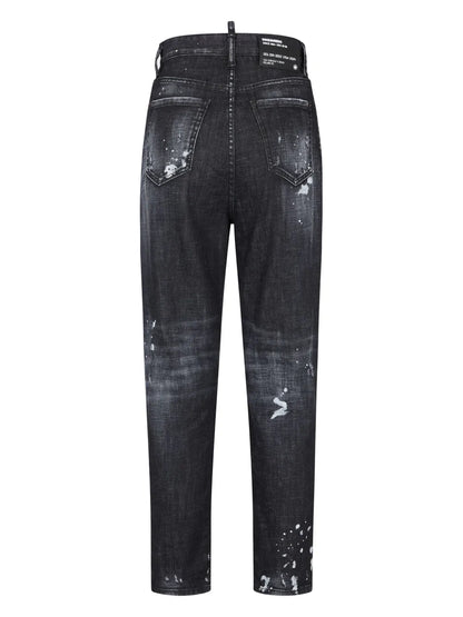 High-Rise Straight-Leg Distressed Jeans
