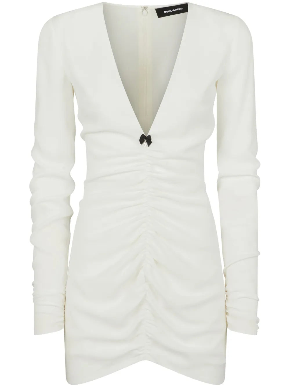 V-Neck Gathered Minidress