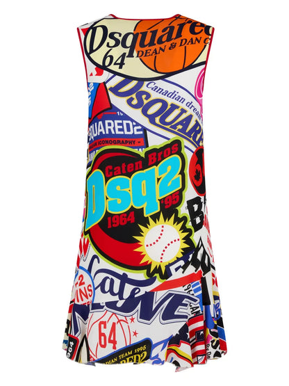 Graphic-Print Sleeveless Minidress