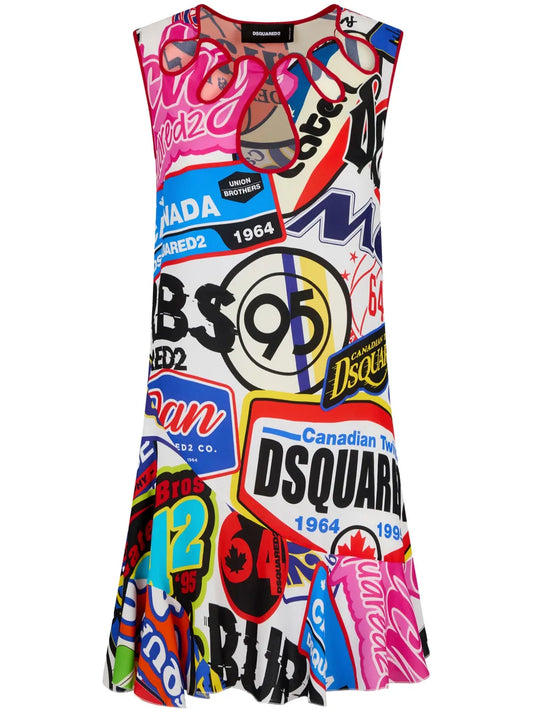 Graphic-Print Sleeveless Minidress