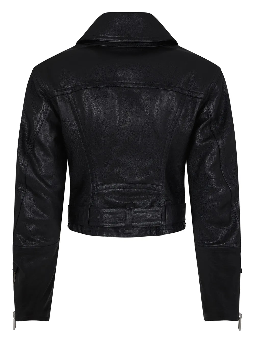 Cropped Leather Biker Jacket