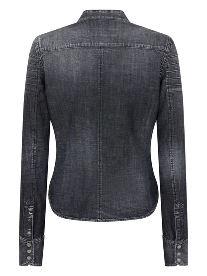 Distressed-Effect Denim Shirt