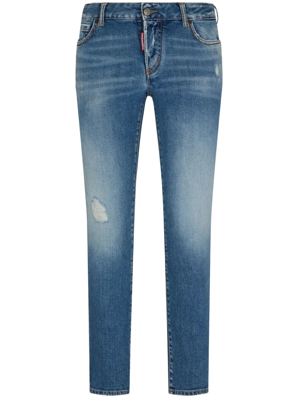Logo-Patch Cotton-Blend Tapered Jeans