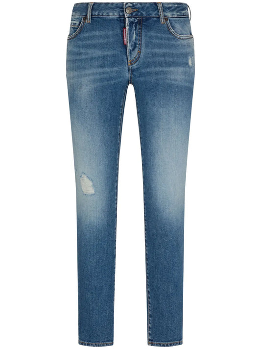 Logo-Patch Cotton-Blend Tapered Jeans