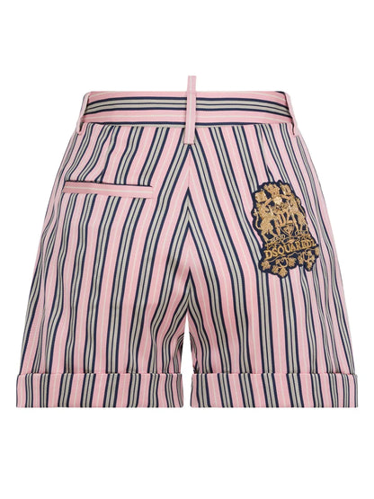 Logo-Patch Striped Shorts