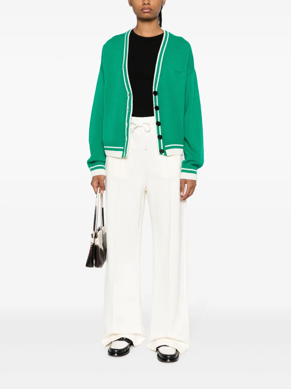 Striped-Edge Knitted Cardigan
