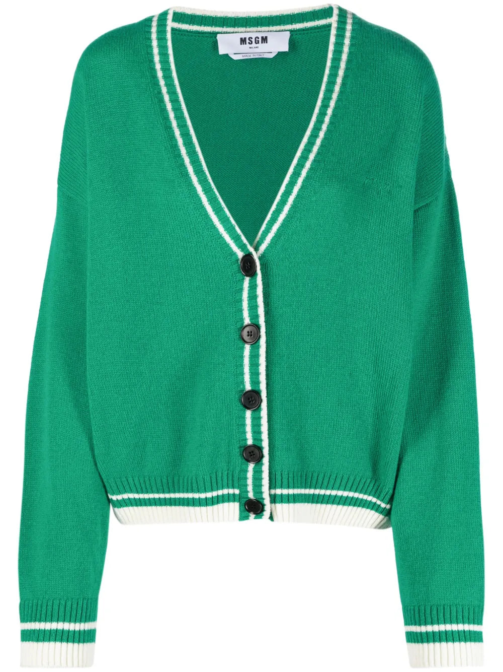 Striped-Edge Knitted Cardigan