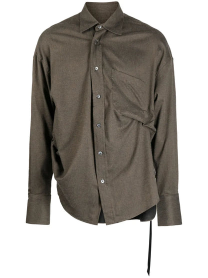 Spread-Collar Cotton Shirt