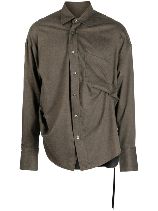 Spread-Collar Cotton Shirt