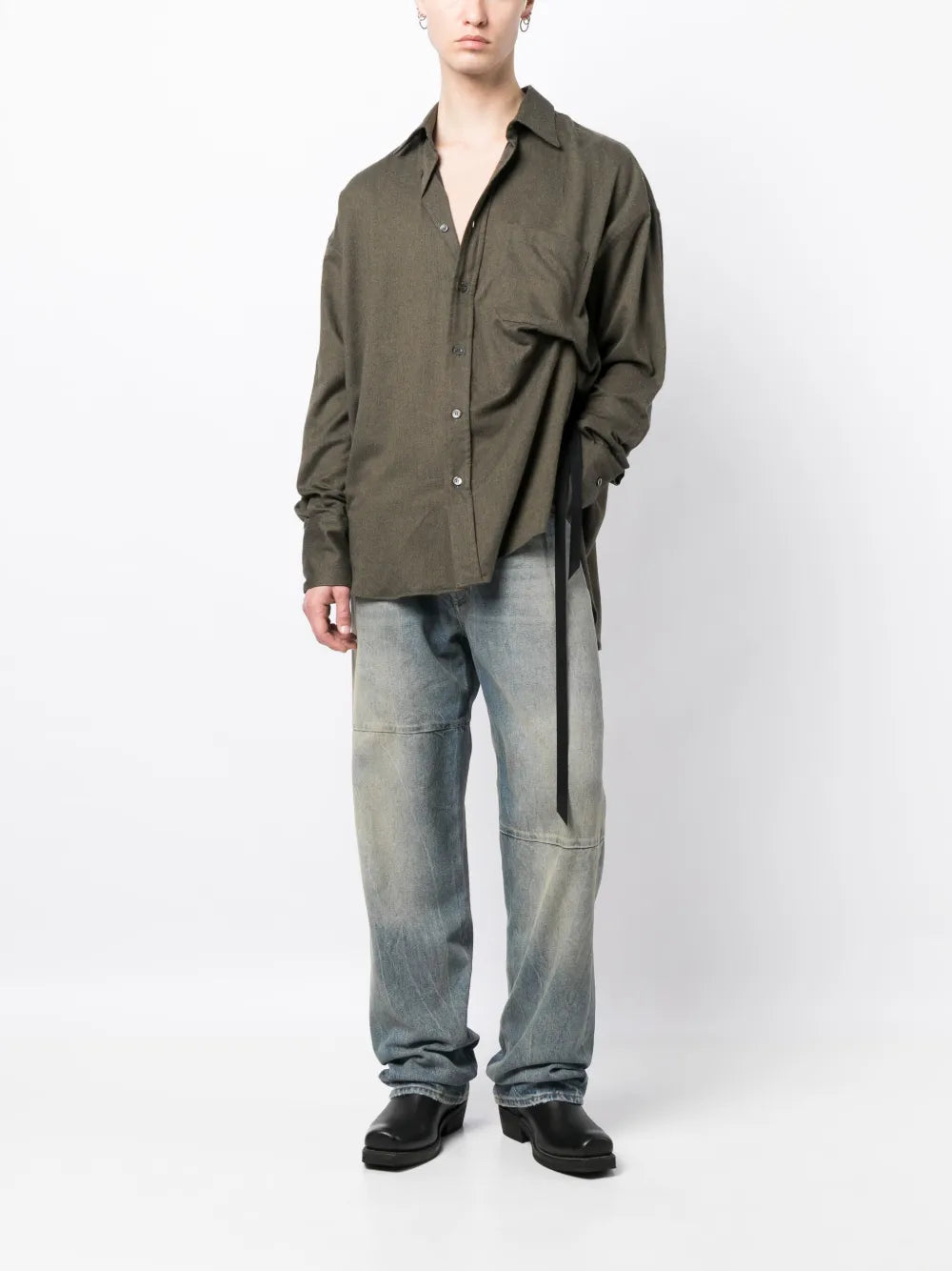 Spread-Collar Cotton Shirt
