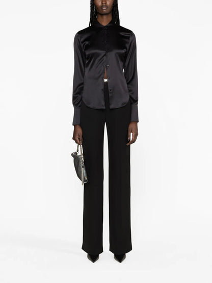 Long-Sleeve Silk-Blend Shirt