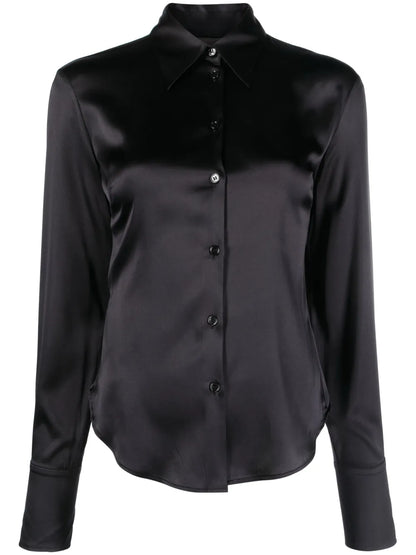 Long-Sleeve Silk-Blend Shirt