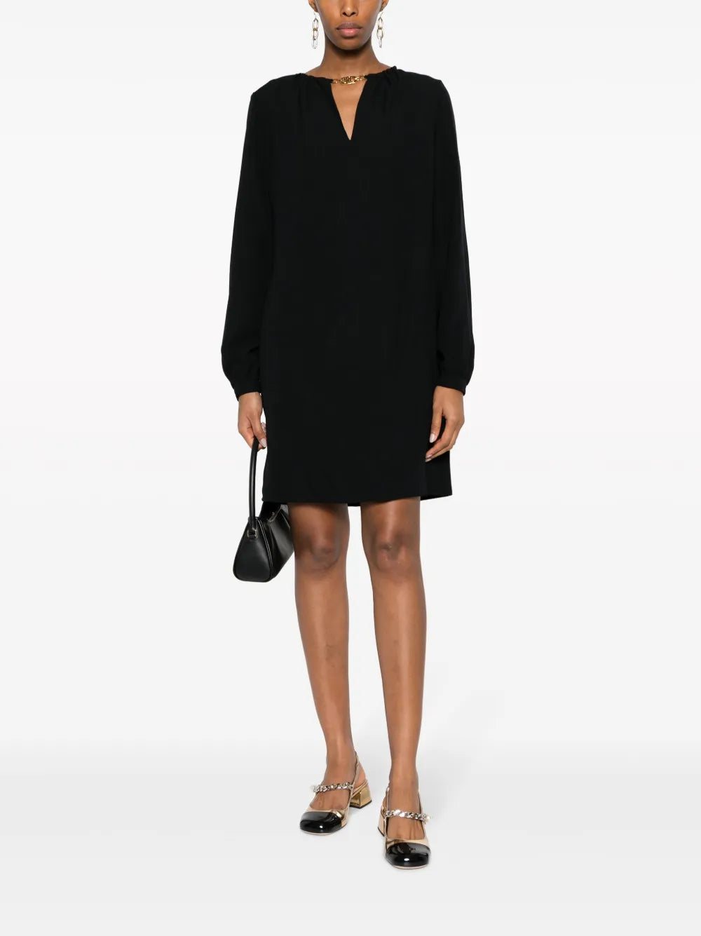 Logo-Plaque V-Neck Minidress