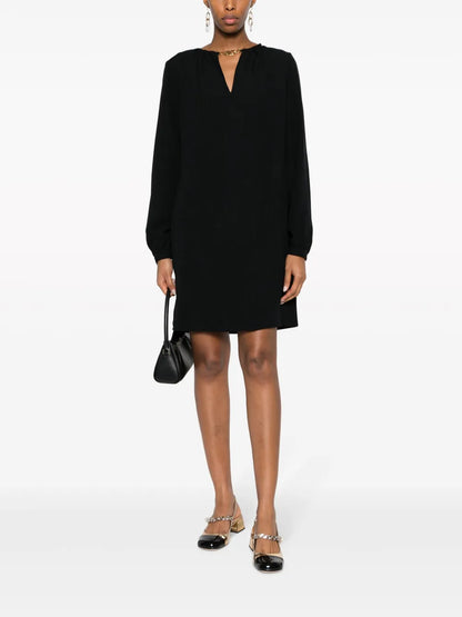 Logo-Plaque V-Neck Minidress