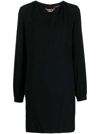 Logo-Plaque V-Neck Minidress