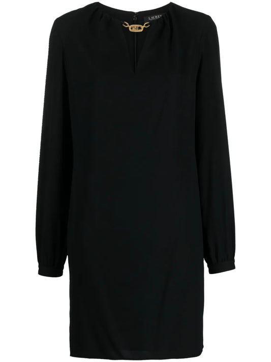 Logo-Plaque V-Neck Minidress