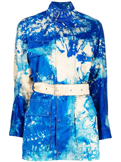 Belted Tie Dye-Print Jacket