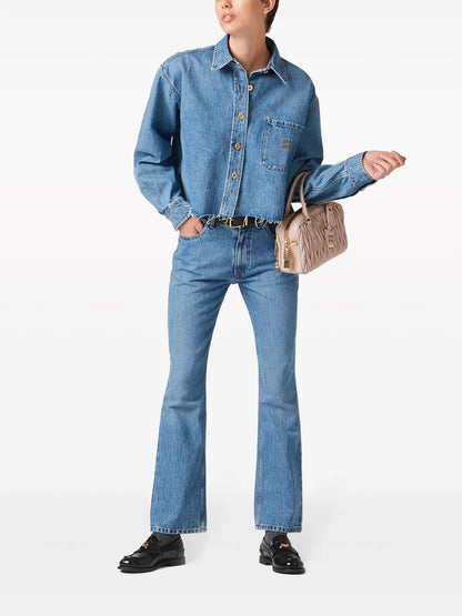 Logo-Embroidered Flared Jeans
