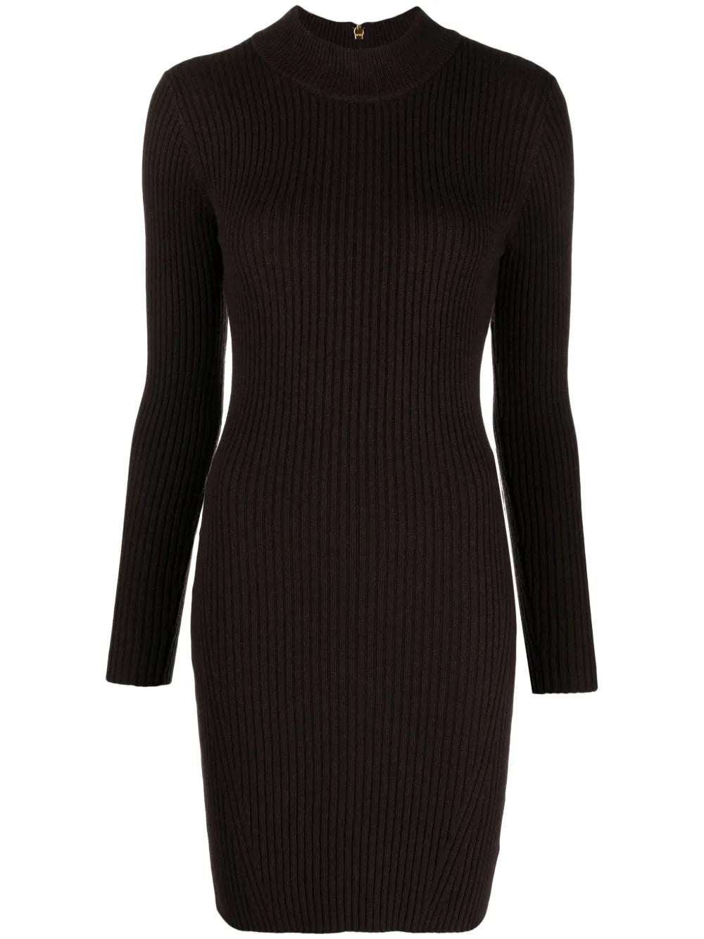 Long-Sleeved Ribbed-Knit Minidress