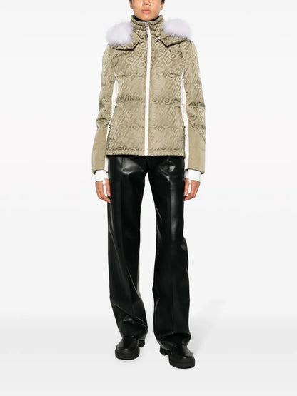 Shearling-Trim Flocked Canvas Jacket