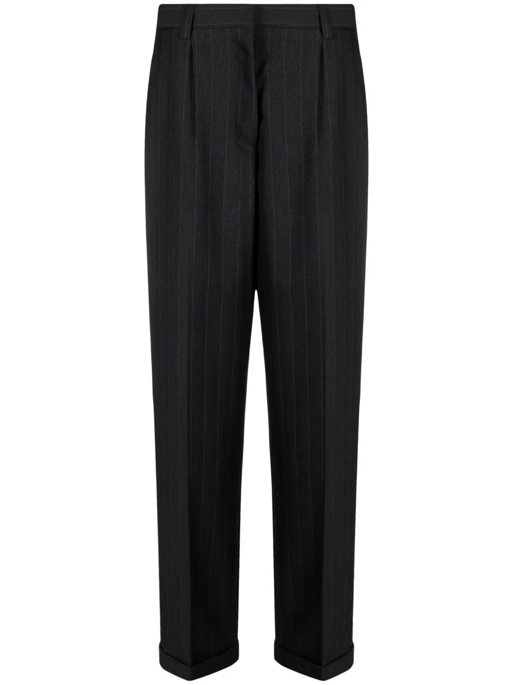 Pinstripe Herringbone Wool Trousers