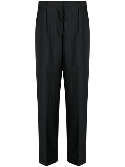 Pinstripe Herringbone Wool Trousers