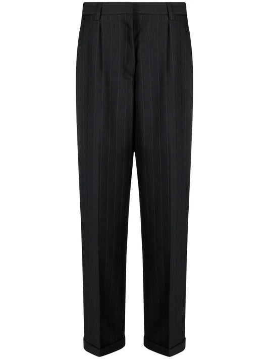 Pinstripe Herringbone Wool Trousers