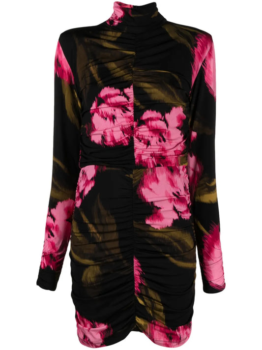 Floral-Print Ruched Dress