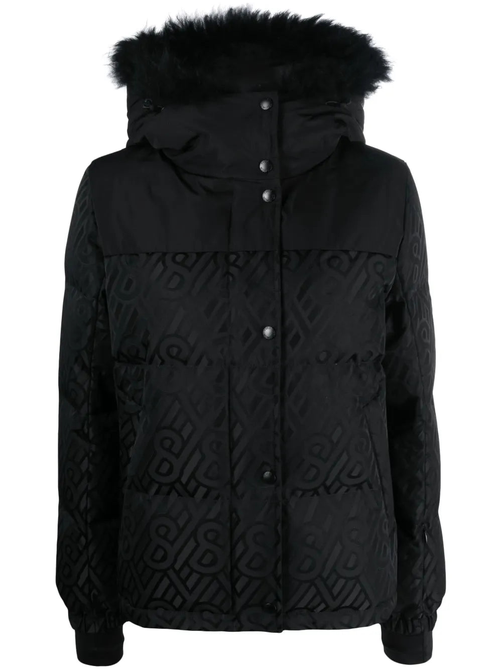 Monogram-Pattern Hooded Down Jacket