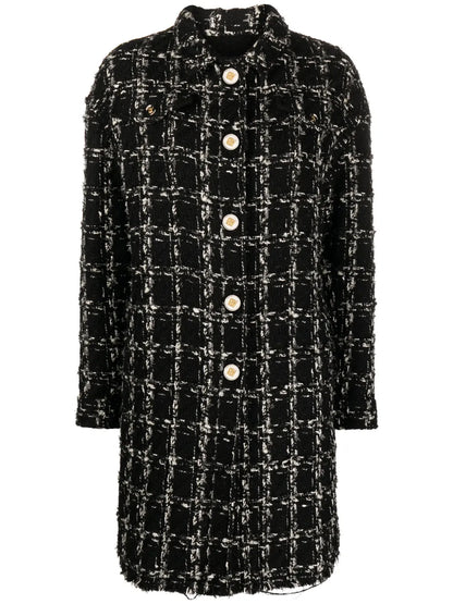 Checked Tweed Coat