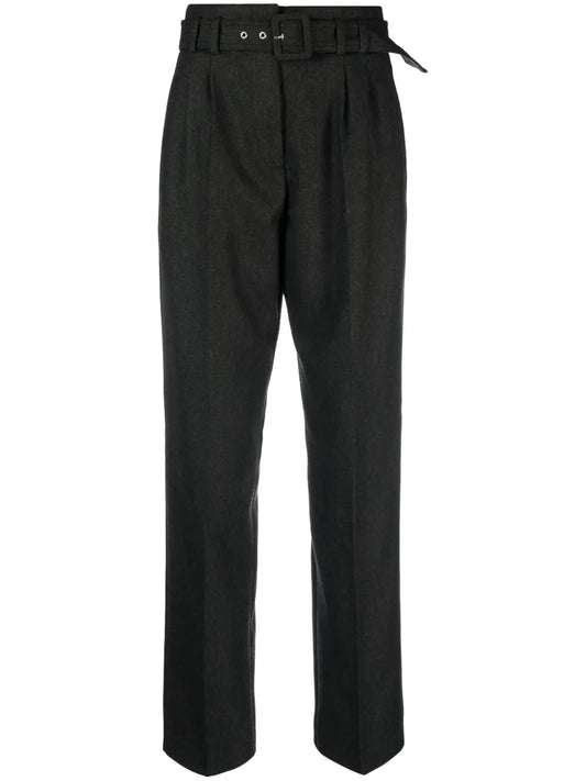 Belted Wool-Blend Trousers