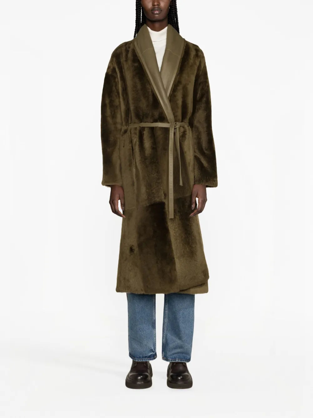Belted Leather Coat