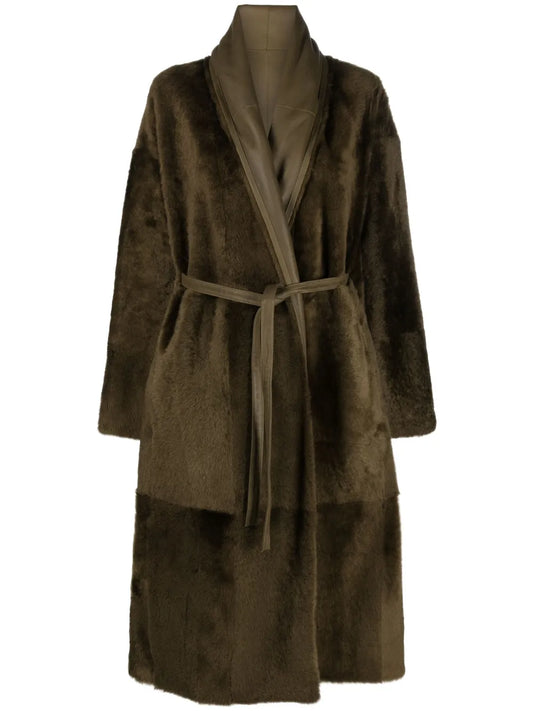 Belted Leather Coat